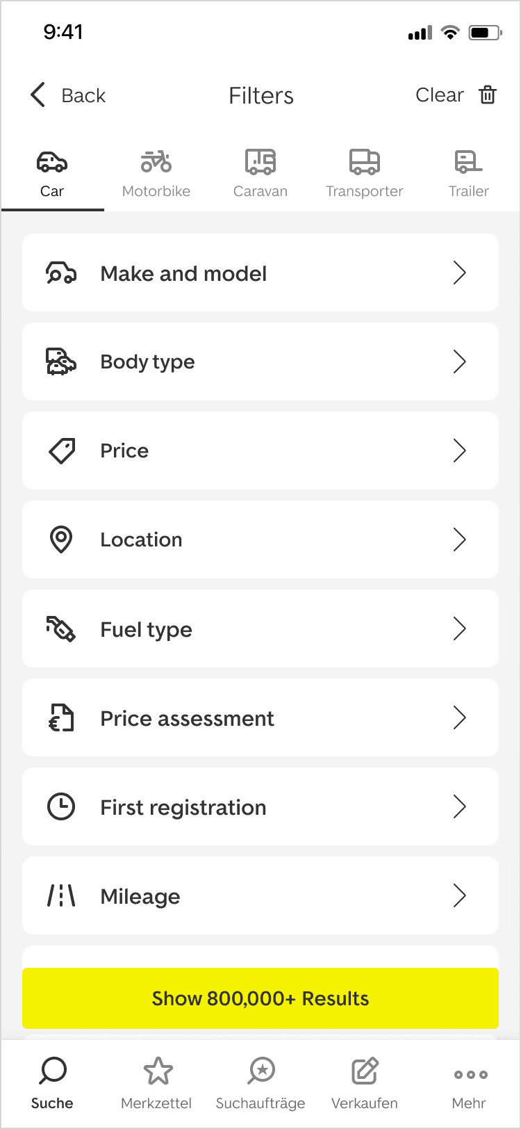 The stronger app search baseline with a clearer filter overview and simpler hierarchy.