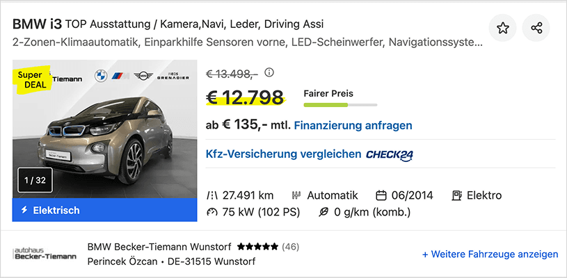 Desktop list card before declutter with more competing information and weaker hierarchy.